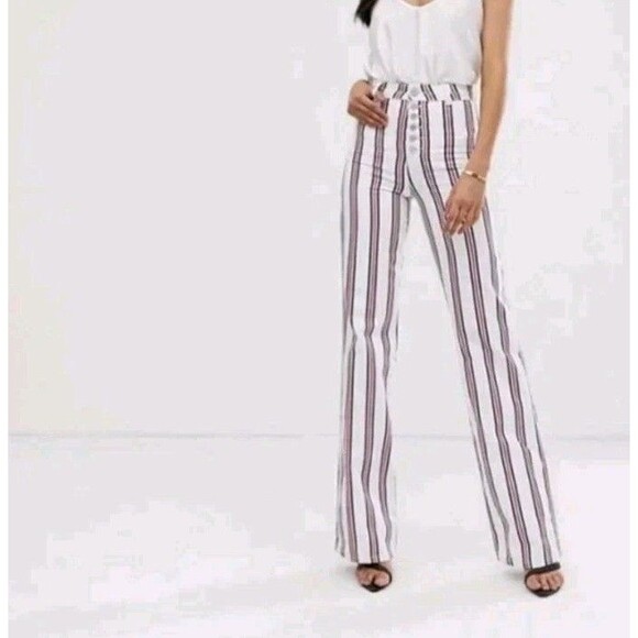 NWT ASOS Design Tall Full Length Flare Striped Jeans Size 25/36 - Picture 10 of 11